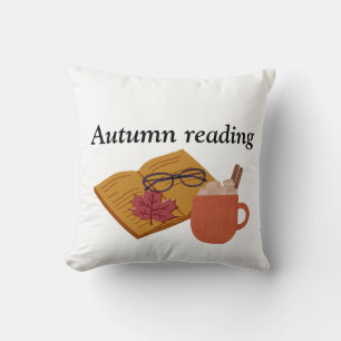 Autumn Cosy Vibes – Hot Cocoa, Book & Fall Leaves  Cushion