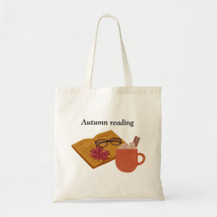 Autumn Cosy Vibes – Hot Cocoa, Book & Fall Leaves Tote Bag