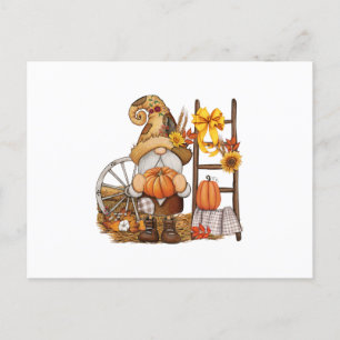Autumn Country Pumpkin Harvest Gnome Holiday Postcard