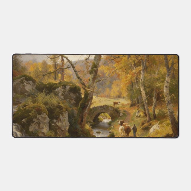 Autumn Countryside Stream Desk Mat (Front)