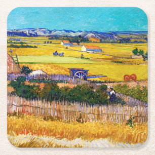 Autumn Countryside, Van Gogh Square Paper Coaster