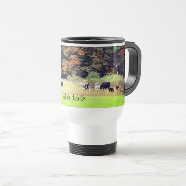 Autumn Cow Field Nature Personalised     Travel Mug (Front Right)