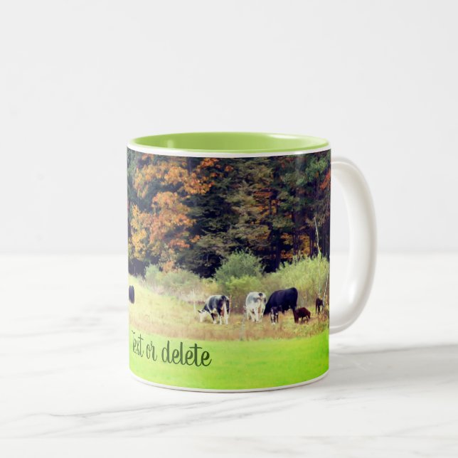 Autumn Cow Field Nature Personalised    Two-Tone Coffee Mug (Front Right)