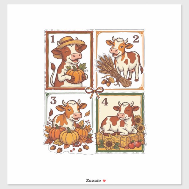 Autumn Cow Quartet Vintage Patchwork Farm Shirt (Sheet)
