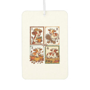 Autumn Cow Quartet Vintage Patchwork Farm Shirt Car Air Freshener