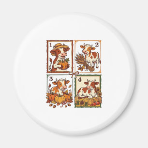Autumn Cow Quartet Vintage Patchwork Farm Shirt Magnet