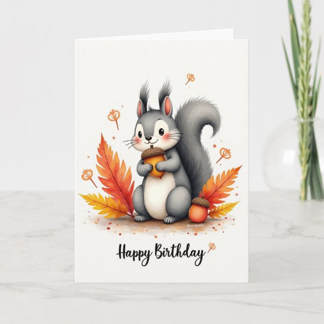 Autumn Creature Birthday Card (Front)