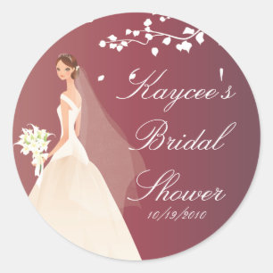 Autumn Crimson Bride Bridal Shower Sticker