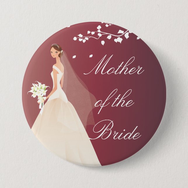 Autumn Crimson MOB Bridal Party Button (Front)