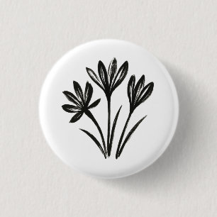 Autumn Crocus – Ink Brush Botanical Trio on 3 Cm Round Badge