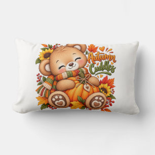 Autumn Cuddles Teddy Bear Pumpkin Fall Baby & Kids Lumbar Cushion