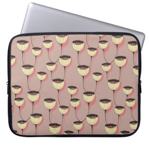 autumn cup flowers seamless pattern in brown and p laptop sleeve