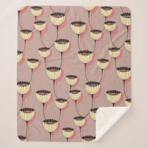 autumn cup flowers seamless pattern in brown and p sherpa blanket