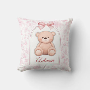 Autumn Custom Pink Teddy Bear Nursery Design Cushion
