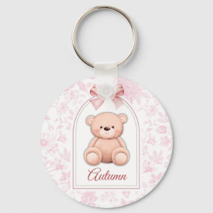 Autumn Custom Pink Teddy Bear Nursery Design Key Ring