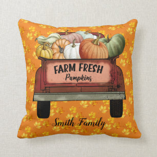 Autumn Customise Pumpkin Gold Leaves Cotton 16"X16 Cushion