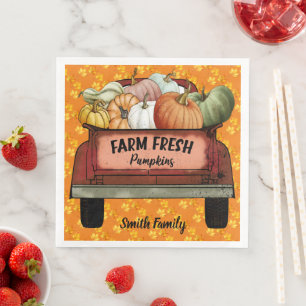 Autumn Customise Pumpkin Gold Leaves Napkin