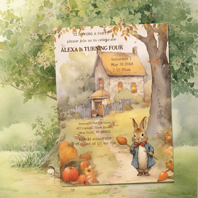 Autumn Cute Rabbit Birthday Invitation (Creator Uploaded)
