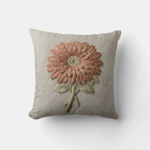 Autumn Dahlia Bouquet Rust Throw Pillow