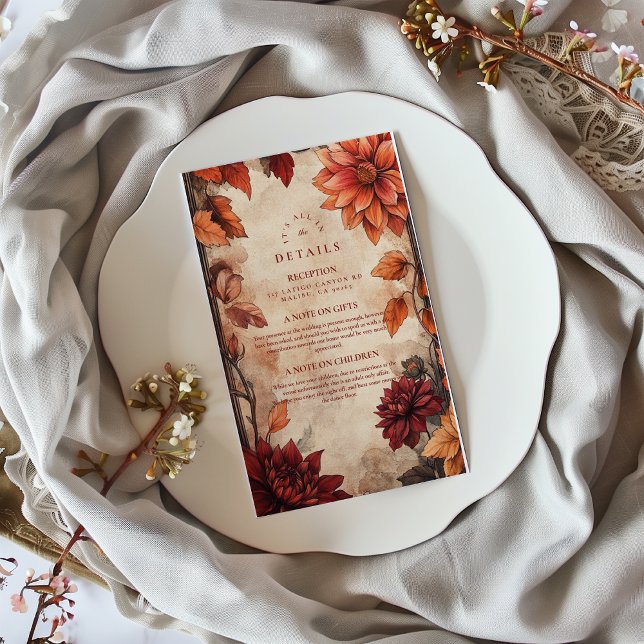 Autumn Dahlia Elegance Wedding Enclosure Card (Creator Uploaded)