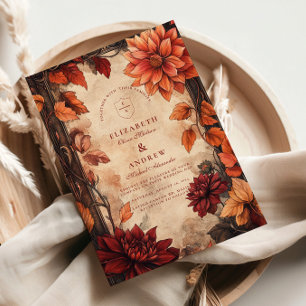 Autumn Dahlia Elegance Wedding Invitation