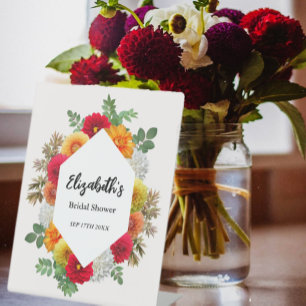 Autumn Dahlia Floral Fall Bridal Shower Pedestal Sign