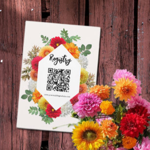 Autumn Dahlia Floral Fall Bridal Shower Registry Enclosure Card