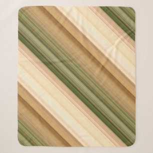Autumn Daisy Brown, Cream, and Green Stripe Sherpa Blanket