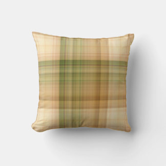 Autumn Daisy Cream and Green Plaid Cushion