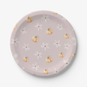 Autumn Daisy Fall A Little Pumpkin Baby Shower Paper Plate