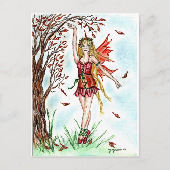 Autumn Dance Fairy Postcard (Front)