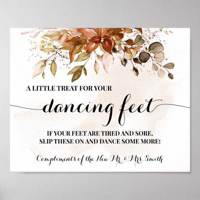 Autumn Dancing Feet Sign Flip Flops Wedding Party (Front)