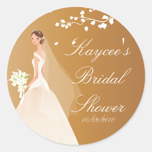 Autumn Dark Gold Bride Bridal Shower Sticker (Front)