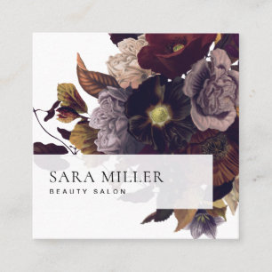 Autumn Dark Moody Floral Bouquet Square Business Card