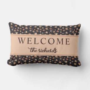 Autumn Dark Moody Terracotta Floral Welcome Home Lumbar Cushion