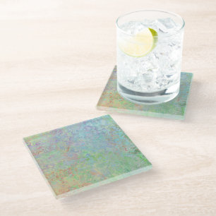 Autumn Dawn Neon Pastel Alcohol Ink Abstract Glass Coaster