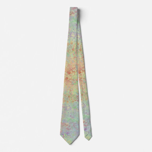 Autumn Dawn Neon Pastel Alcohol Ink Abstract Tie (Front)