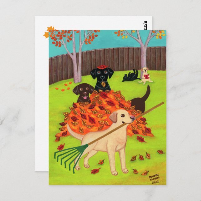 Autumn Day Labradors Postcard (Front/Back)
