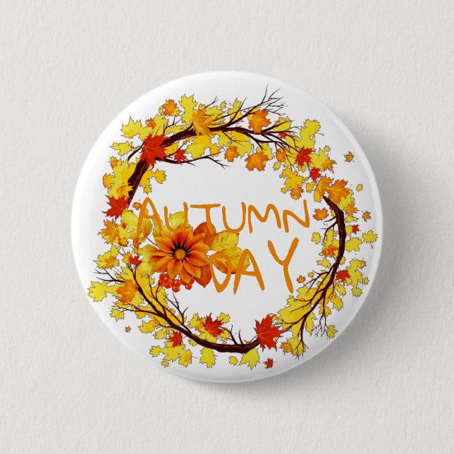 Autumn day leaves Button (Front)