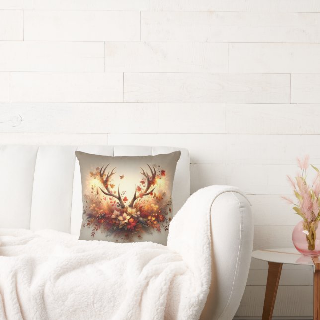 Autumn Deer Antler Bouquet Cushion (Couch)