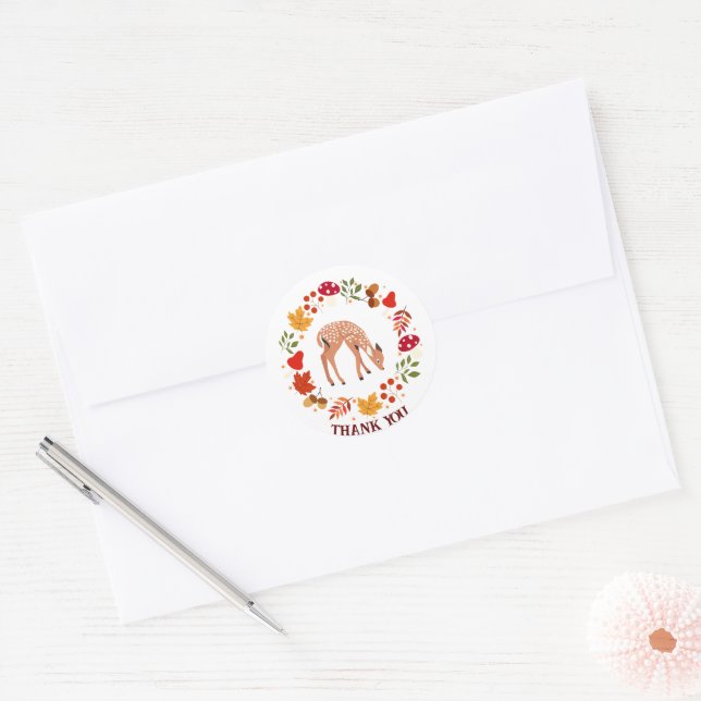 Autumn deer classic round sticker (Envelope)
