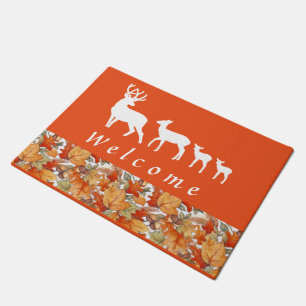 autumn deer family Welcome Doormat