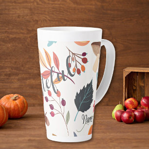 Autumn Design "grateful" & Name 17oz Latte Mug
