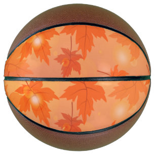 Autumn design with maple leaves and bokeh effect basketball