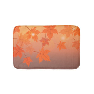 Autumn design with maple leaves and bokeh effect bath mat