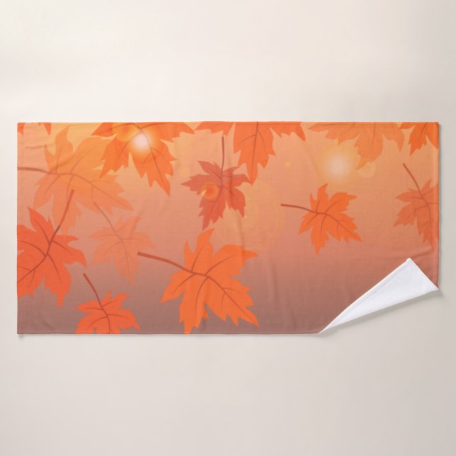 Autumn design with maple leaves and bokeh effect  bath towel (Bath Towel)