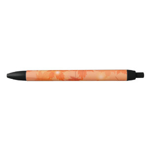 Autumn design with maple leaves and bokeh effect black ink pen