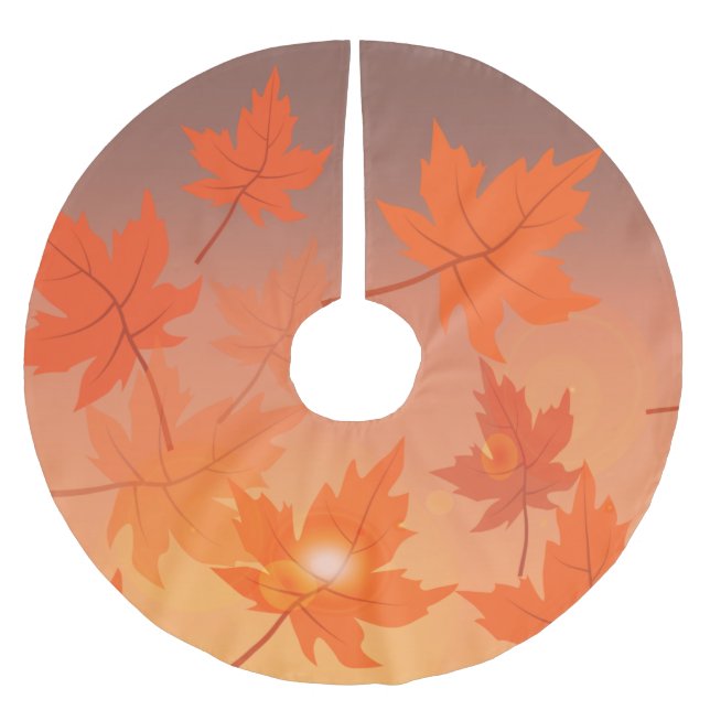 Autumn design with maple leaves and bokeh effect   brushed polyester tree skirt (Front)