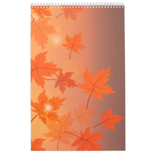 Autumn design with maple leaves and bokeh effect calendar