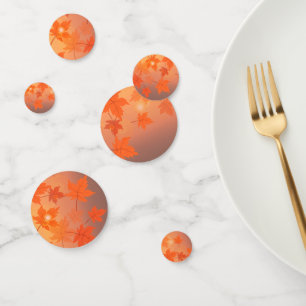 Autumn design with maple leaves and bokeh effect confetti